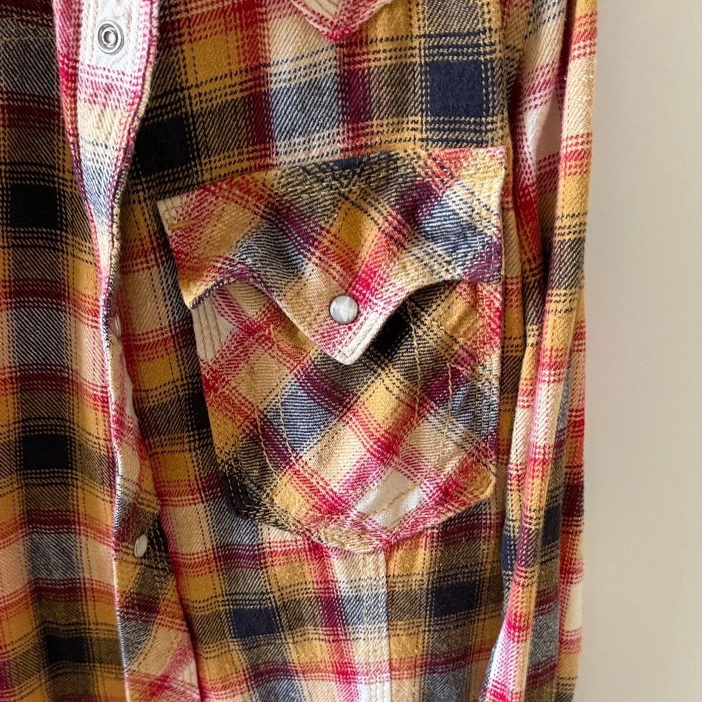 Vintage True Religion Multicolor Plaid flannel western snap front Shirt